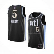 Maillot Atlanta Hawks Dejounte Murray NO 5 Ville 2023-24 Noir