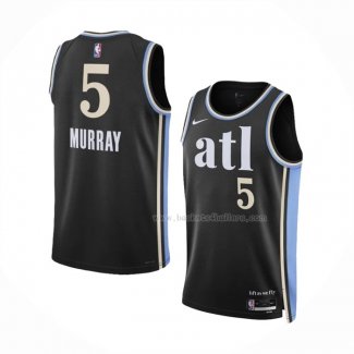 Maillot Atlanta Hawks Dejounte Murray NO 5 Ville 2023-24 Noir