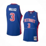 Maillot Detroit Pistons Ben Wallace NO 3 Mitchell & Ness 2003-04 Bleu