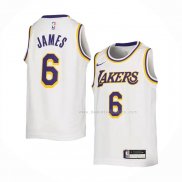 Maillot Enfant Los Angeles Lakers LeBron James NO 6 Association 2022-23 Blanc