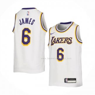 Maillot Enfant Los Angeles Lakers LeBron James NO 6 Association 2022-23 Blanc