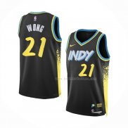 Maillot Indiana Pacers Isaiah Wong NO 21 Ville 2023-24 Noir