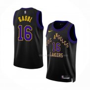 Maillot Los Angeles Lakers Pau Gasol NO 16 Ville 2023-24 Noir