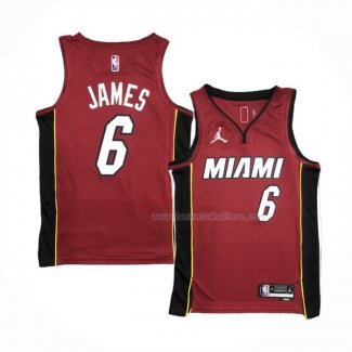 Maillot Miami Heat LeBron James NO 6 Statement 2020-21 Rouge