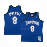 Maillot Minnesota Timberwolves Latrell Sprewell NO 8 Hardwood Classics Throwback Bleu