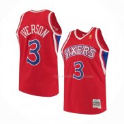 Maillot Philadelphia 76ers Allen Iverson NO 3 Mitchell & Ness 1996-97 Rouge