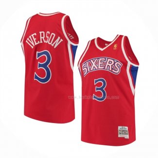 Maillot Philadelphia 76ers Allen Iverson NO 3 Mitchell & Ness 1996-97 Rouge