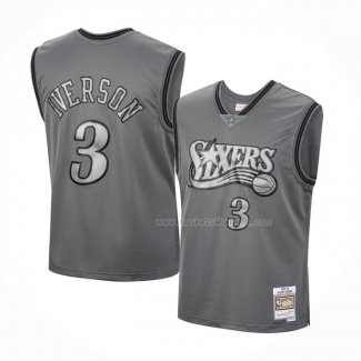 Maillot Philadelphia 76ers Allen Iverson NO 3 Mitchell & Ness 2000-01 Gris