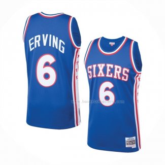 Maillot Philadelphia 76ers Julius Erving NO 6 Mitchell & Ness 1976-77 Bleu