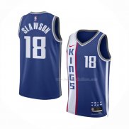 Maillot Sacramento Kings Jalen Slawson NO 18 Ville 2023-24 Bleu