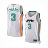 Maillot San Antonio Spurs Keldon Johnson NO 3 Ville 2021-22 Blanc