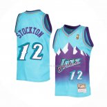 Maillot Utah Jazz John Stockton NO 12 Mitchell & Ness 1996-97 Bleu