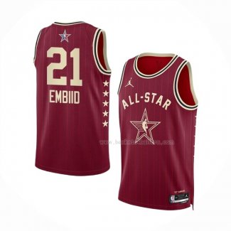 Maillot All Star 2024 Philadelphia 76ers Joel Embiid NO 21 Rouge