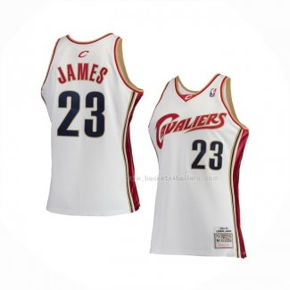 Maillot Enfant Cleveland Cavaliers LeBron James NO 23 Mitchell & Ness 2003-04 Blanc