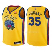 Maillot Enfant Golden State Warriors Kevin Durant NO 35 Ville Jaune