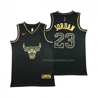 Maillot Golden Edition Chicago Bulls Michael Jordan NO 23 Noir