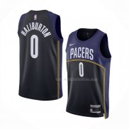 Maillot Indiana Pacers Tyrese Haliburton NO 0 Ville 2022-23 Bleu