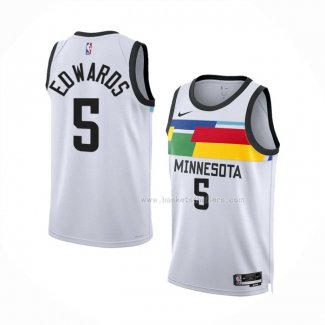 Maillot Minnesota Timberwolves Anthony Edwards NO 5 Ville 2022-23 Blanc