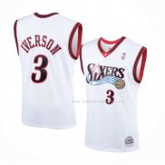 Maillot Philadelphia 76ers Allen Iverson NO 3 Mitchell & Ness 2000-01 Blanc