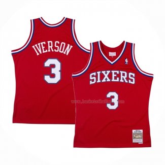 Maillot Philadelphia 76ers Allen Iverson NO 3 Mitchell & Ness 2002-03 Rouge