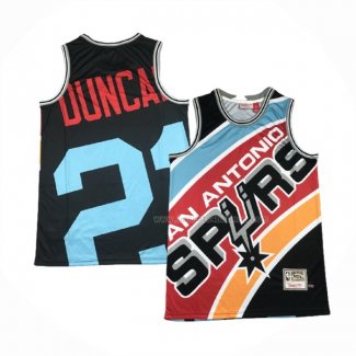 Maillot San Antonio Spurs Tim Duncan NO 21 Mitchell & Ness Big Face Noir