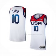 Maillot USA 2021 Jayson Tatum NO 10 Blanc