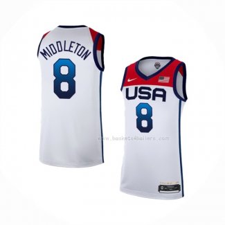 Maillot USA 2021 Khris Middleton NO 8 Blanc