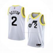 Maillot Utah Jazz Collin Sexton NO 2 Association 2022-23 Blanc