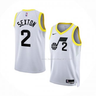 Maillot Utah Jazz Collin Sexton NO 2 Association 2022-23 Blanc