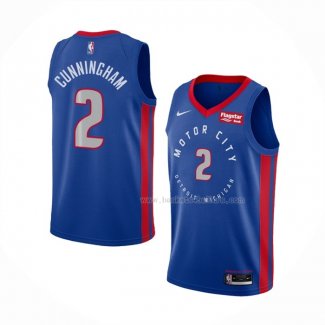 Maillot Detroit Pistons Cade Cunningham NO 2 Ville 2020-21 Bleu