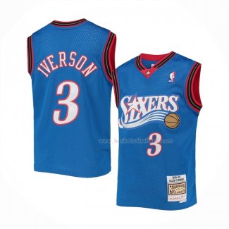 Maillot Enfant Philadelphia 76ers Allen Iverson NO 3 Mitchell & Ness 1999-00 Bleu