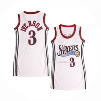 Maillot Femme Philadelphia 76ers Allen Iverson NO 3 Blanc