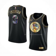 Maillot Golden Edition Philadelphia 76ers Allen Iverson NO 3 2021-22 Noir