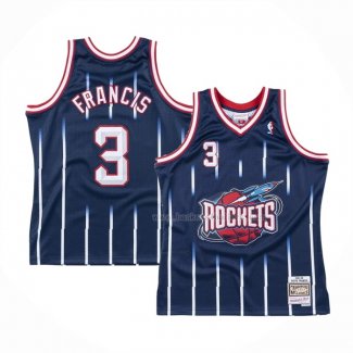 Maillot Houston Rockets Steve Francis NO 3 Mitchell & Ness 1999-00 Bleu