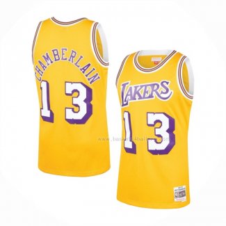 Maillot Los Angeles Lakers Wilt Chamberlain NO 13 Mitchell & Ness 1971-72 Jaune