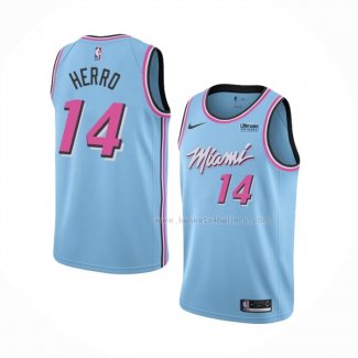 Maillot Miami Heat Tyler Herro NO 14 Ville 2019-20 Bleu