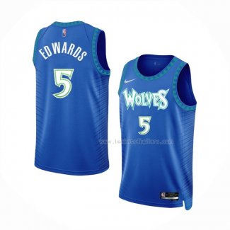 Maillot Minnesota Timberwolves Anthony Edwards NO 5 Ville Bleu