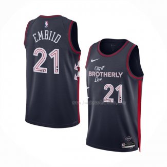 Maillot Philadelphia 76ers Joel Embiid NO 21 Ville 2023-24 Bleu