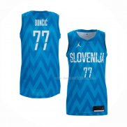 Maillot Slovenia Luka Doncic NO 77 Exterieur Bleu