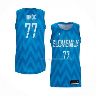 Maillot Slovenia Luka Doncic NO 77 Exterieur Bleu