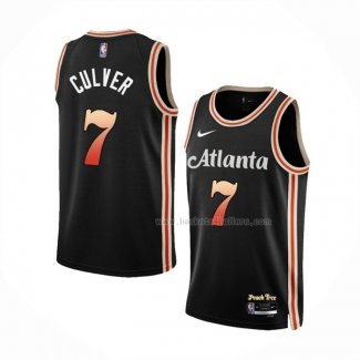 Maillot Atlanta Hawks Jarrett Culver NO 7 Ville 2022-23 Noir