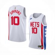 Maillot Brooklyn Nets Ben Simmons NO 10 Classic 2022-23 Blanc