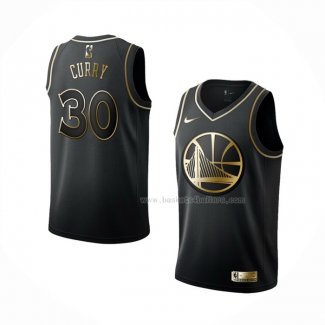 Maillot Golden Edition Golden State Warriors Stephen Curry NO 30 Noir