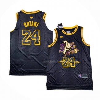 Maillot Los Angeles Lakers Kobe Bryant NO 24 Black Mamba Snakeskin Noir