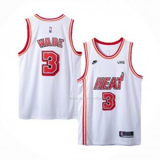 Maillot Miami Heat Dwyane Wade NO 3 Classic 2022-23 Blanc