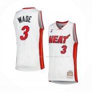 Maillot Miami Heat Dwyane Wade NO 3 Mitchell & Ness 2005-06 Blanc