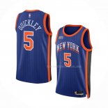 Maillot New York Knicks Immanuel Quickley NO 5 Ville 2023-24 Bleu