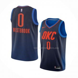 Maillot Oklahoma City Thunder Russell Westbrook NO 0 Statement Bleu