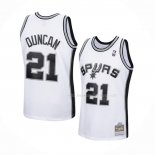 Maillot San Antonio Spurs Tim Duncan NO 21 Mitchell & Ness 1998-99 Blanc