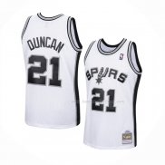 Maillot San Antonio Spurs Tim Duncan NO 21 Mitchell & Ness 1998-99 Blanc